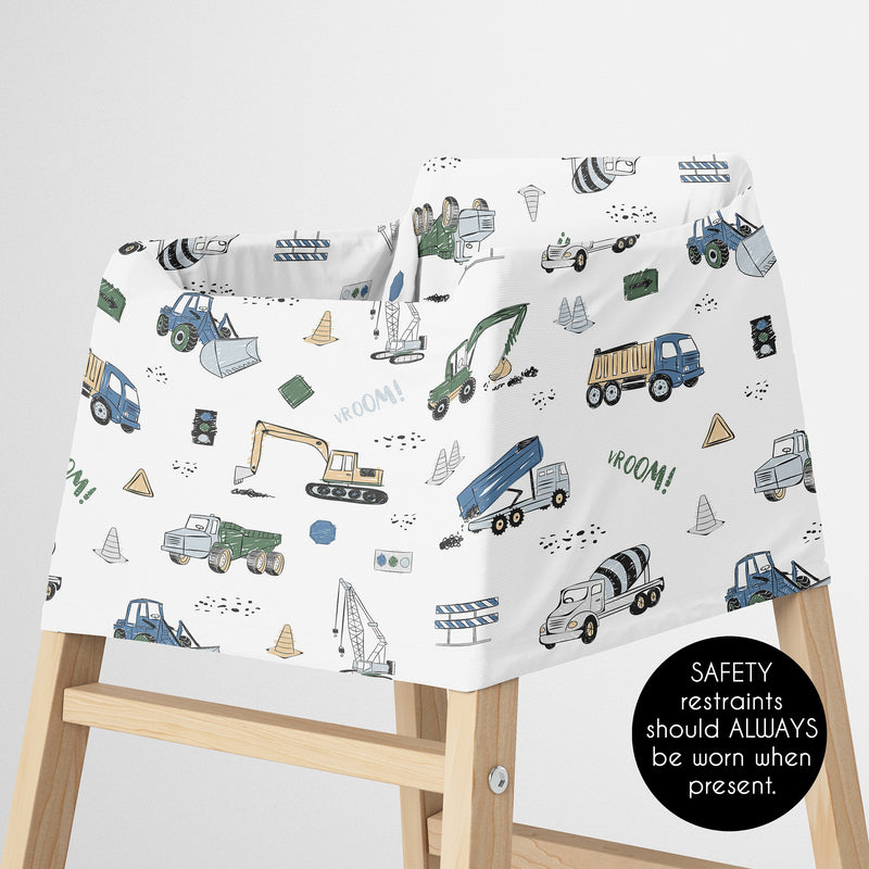 Construction Truck Green and Blue Collection Multi Use Baby Car Seat and Nursing Cover