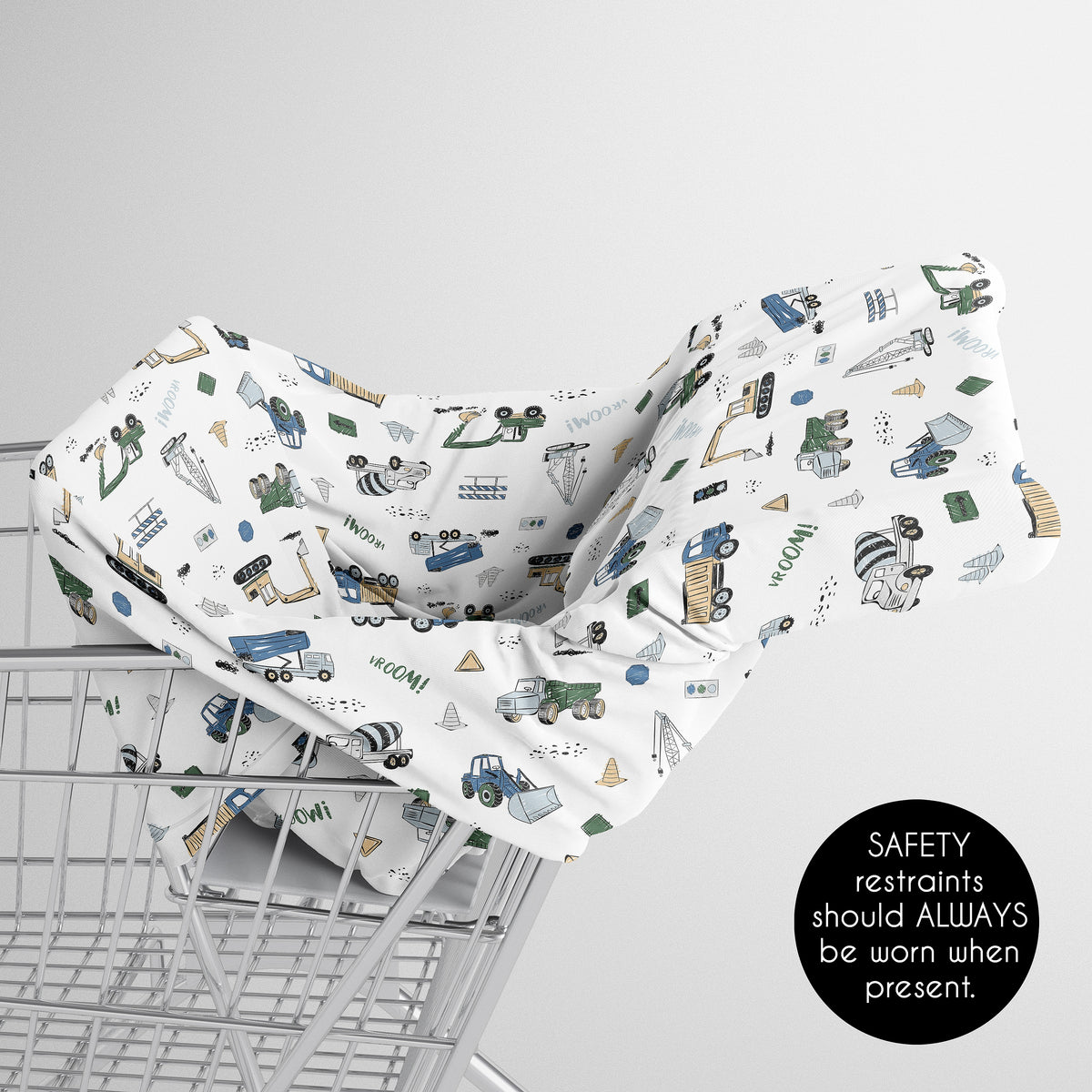 Construction Truck Green and Blue Collection Multi Use Baby Car Seat and Nursing Cover