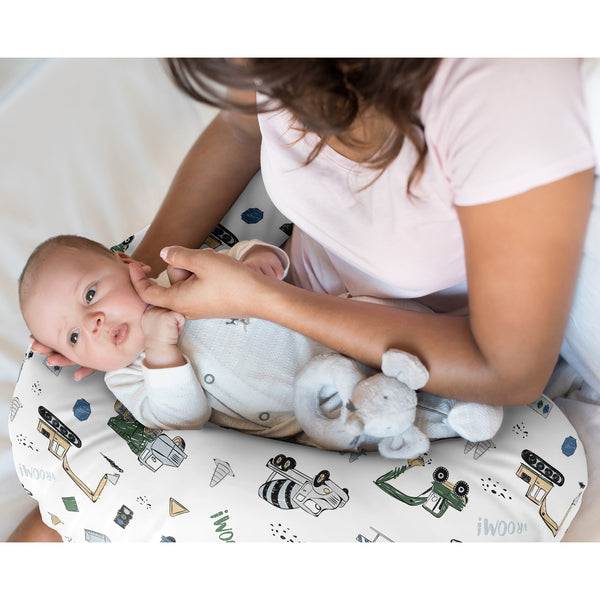 Construction Truck Green and Blue Collection Nursing Breastfeeding Pillow Cover alternate view