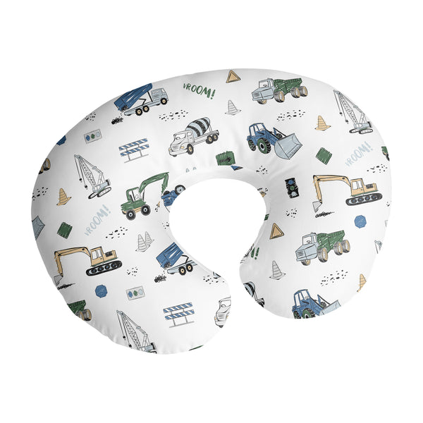 Construction Truck Green and Blue Collection Nursing Breastfeeding Pillow Cover