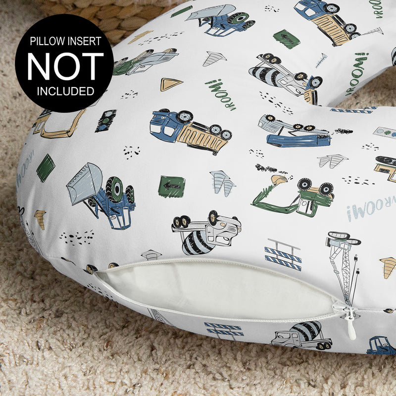 Construction Truck Green and Blue Collection Nursing Breastfeeding Pillow Cover