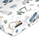 Construction Truck Green and Blue Collection Satin Fitted Crib Sheet