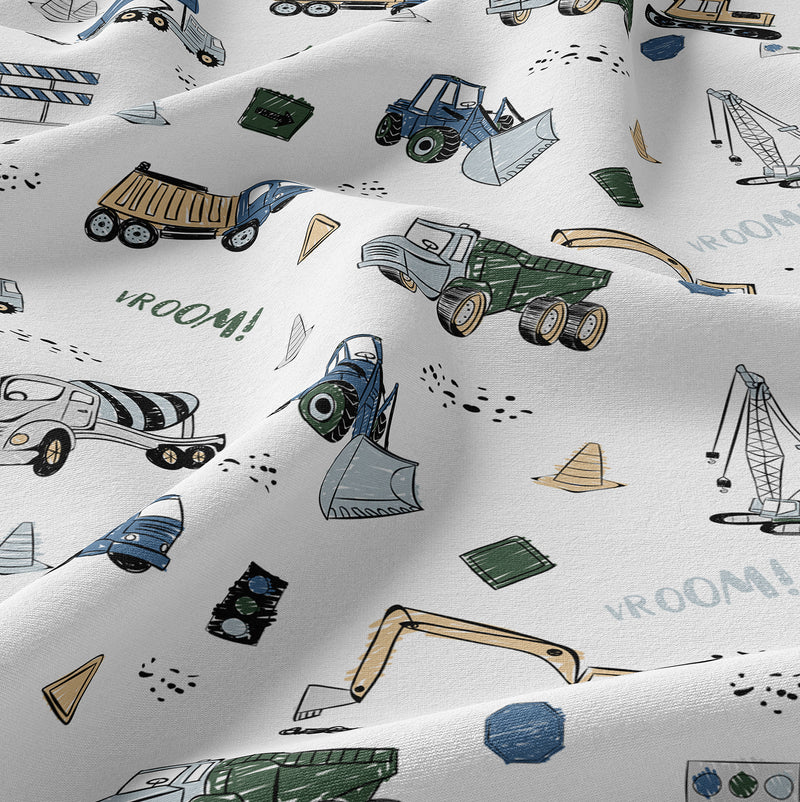 Construction Truck Green and Blue Collection Toddler Pillow with Pillowcase