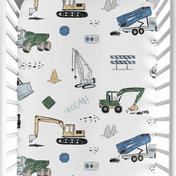 Construction Truck Green and Blue Collection 2 Pack Crib Sheets alternate view