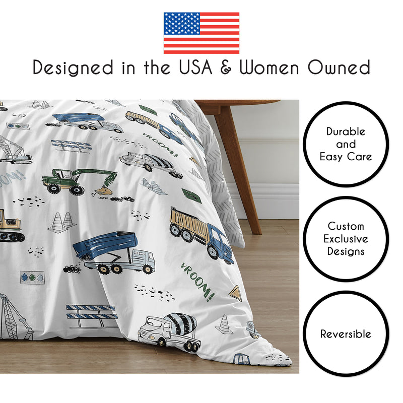 Construction Truck Green and Blue Collection Full/Queen Bedding