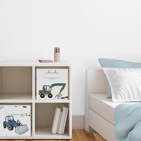 Construction Truck Green and Blue Collection Foldable Fabric Storage Bins alternate view