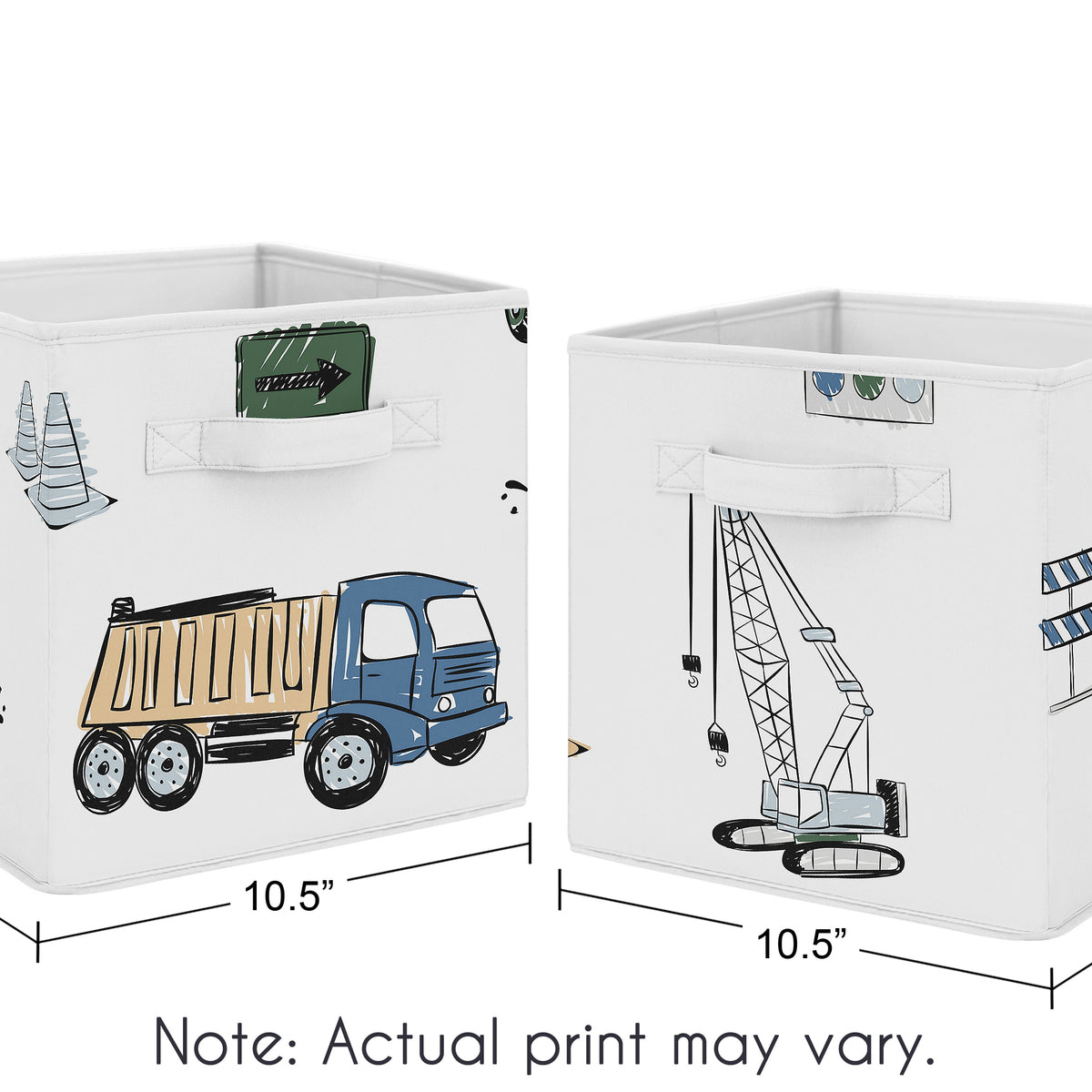 Construction Truck Green and Blue Collection Foldable Fabric Storage Bins