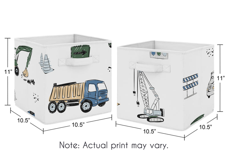 Construction Truck Green and Blue Collection Foldable Fabric Storage Bins