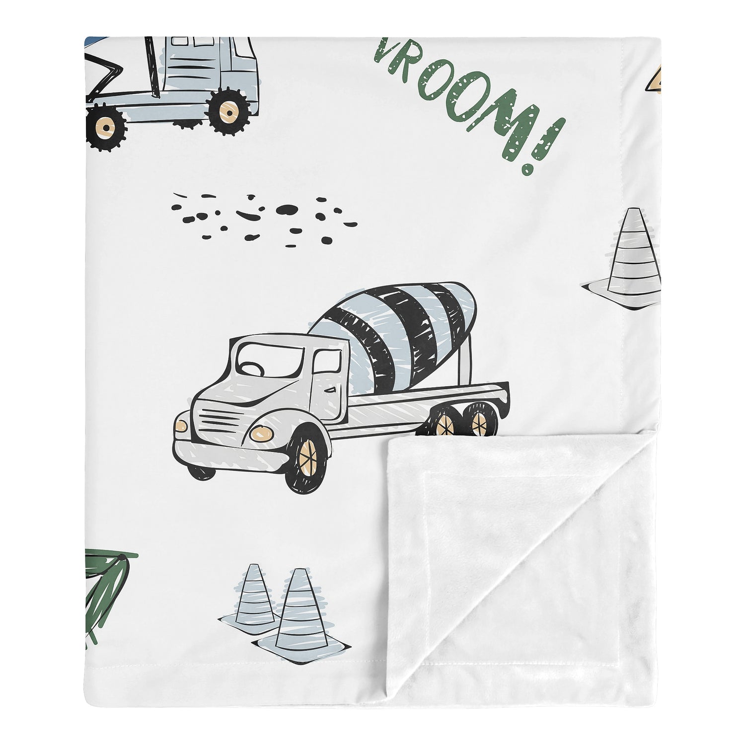 Construction Truck Green and Blue Collection Baby Blanket