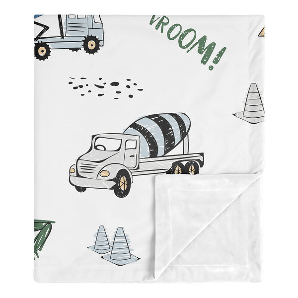 Construction Truck Green and Blue Collection Baby Blanket