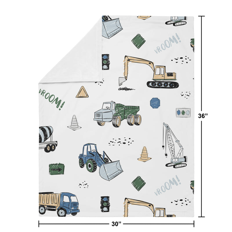 Construction Truck Green and Blue Collection Baby Blanket