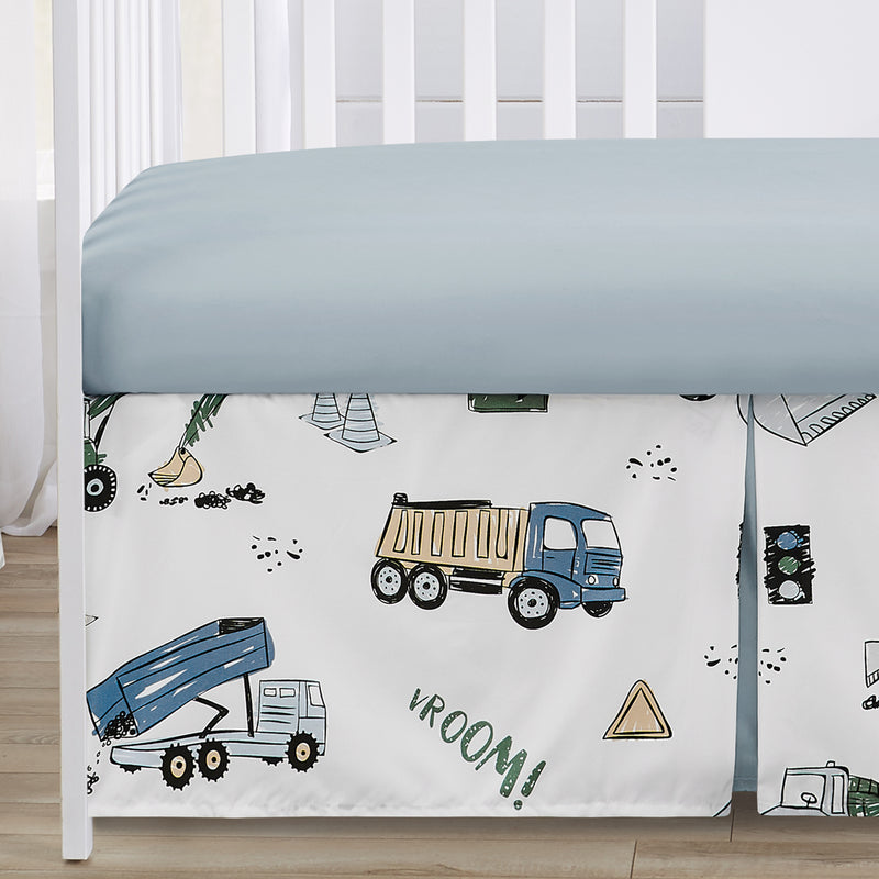 Construction Truck Green and Blue Collection 4 Piece Crib Bedding