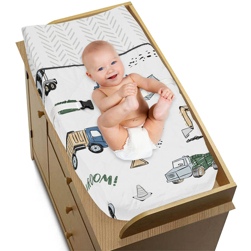 Construction Truck Green and Blue Collection Changing Pad Cover