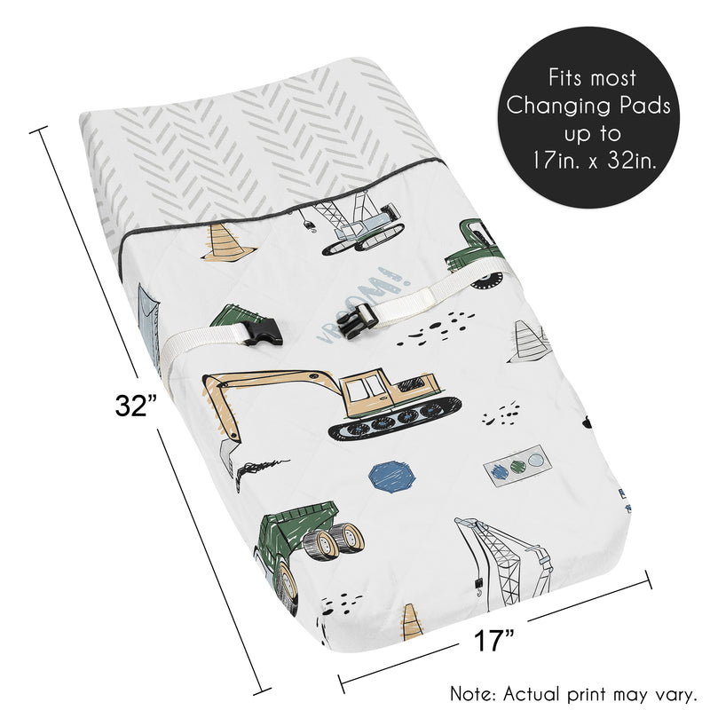 Construction Truck Green and Blue Collection Changing Pad Cover