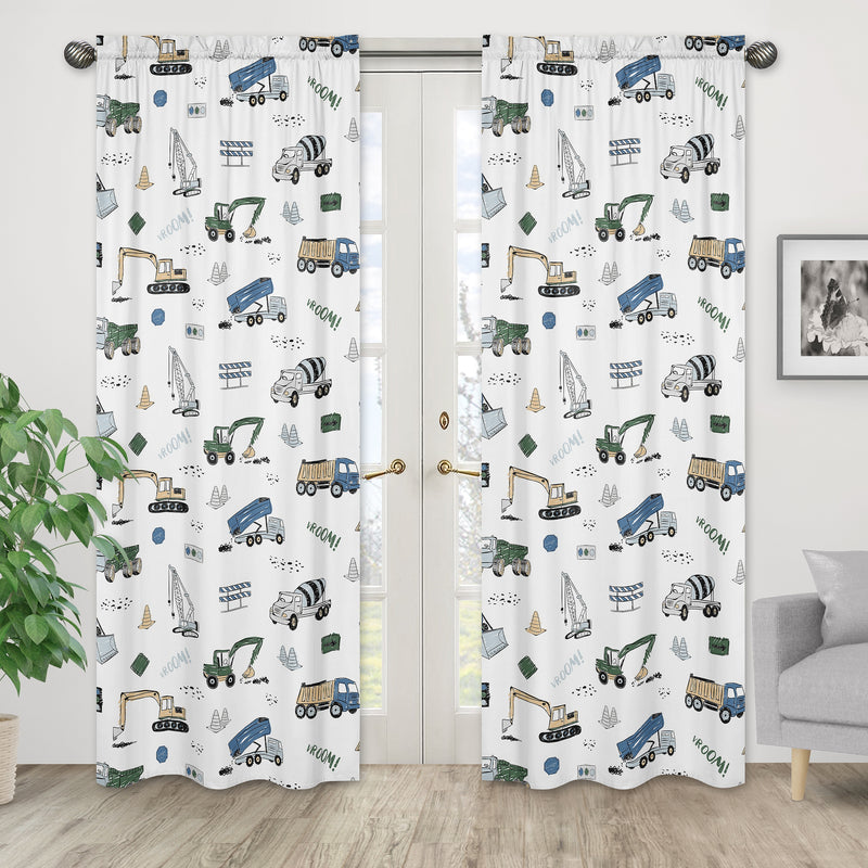 Construction Truck Green and Blue Collection Window Panels - Set of 2