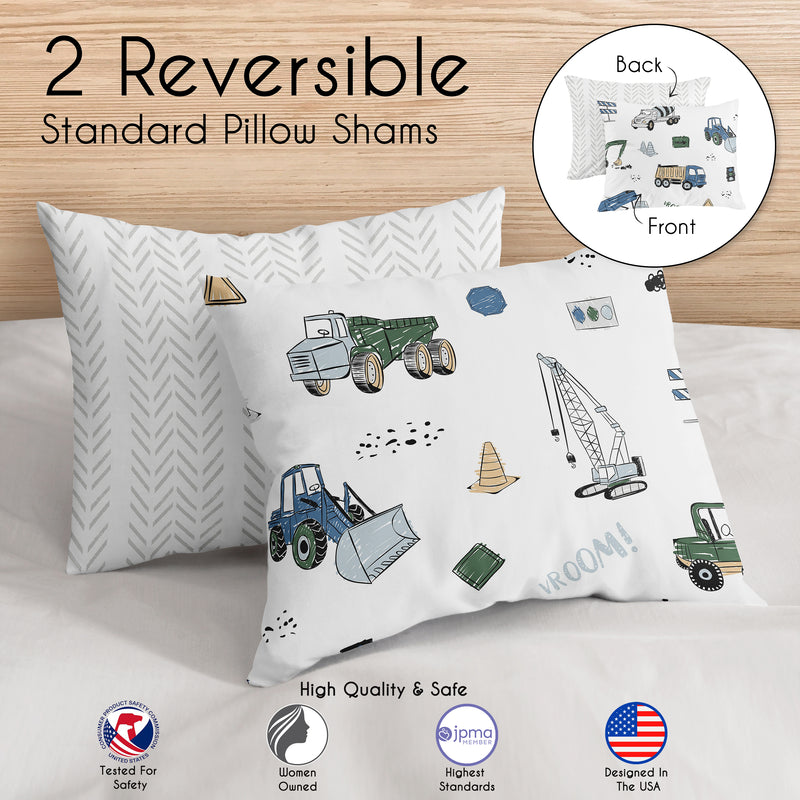 Construction Truck Green and Blue Collection Full/Queen Bedding