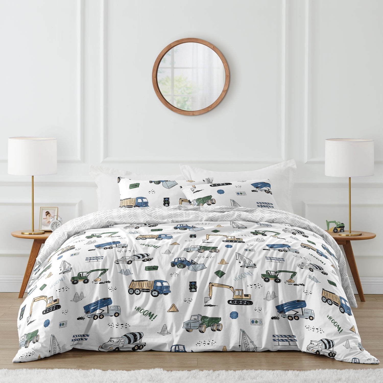 Construction Truck Green and Blue Collection Full/Queen Bedding