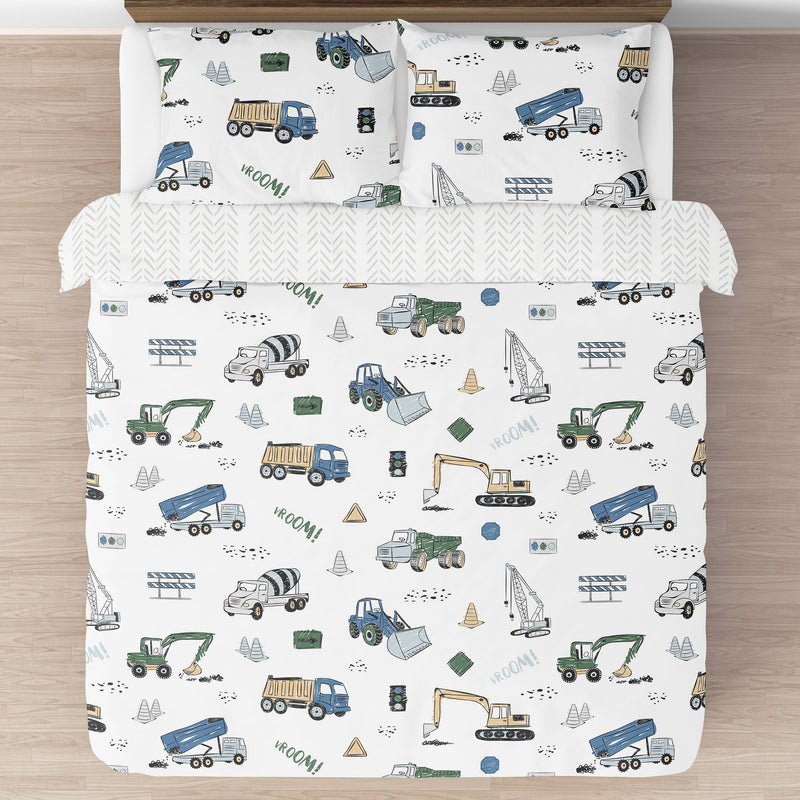 Construction Truck Green and Blue Collection Full/Queen Bedding