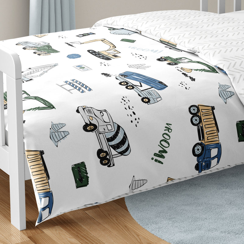 Construction Truck Green and Blue Collection Toddler Bedding