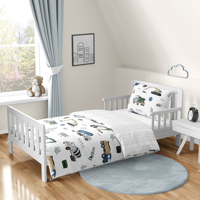 Construction Truck Green and Blue Collection Toddler Bedding