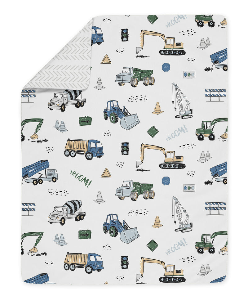 Construction Truck Green and Blue Collection Toddler Bedding