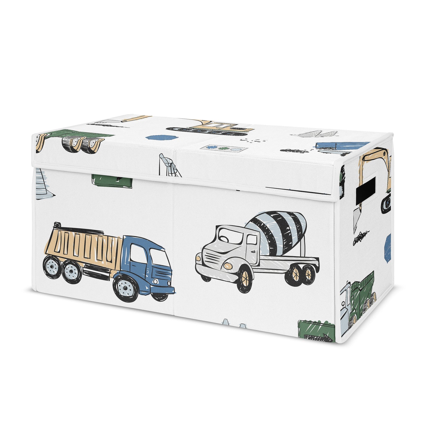Construction Truck Green and Blue Collection Fabric Toy Bin Storage