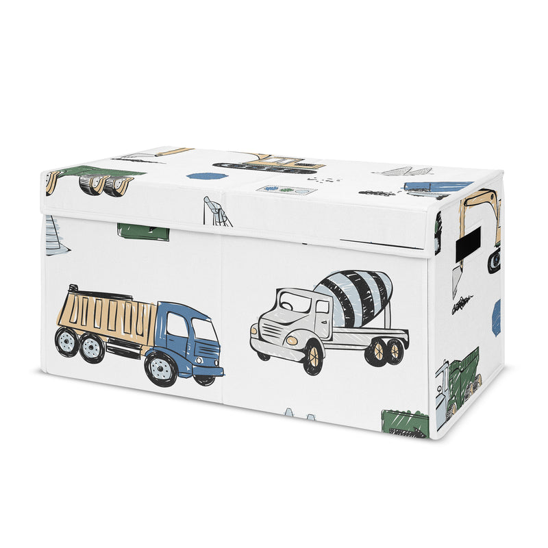 Construction Truck Green and Blue Collection Fabric Toy Bin Storage