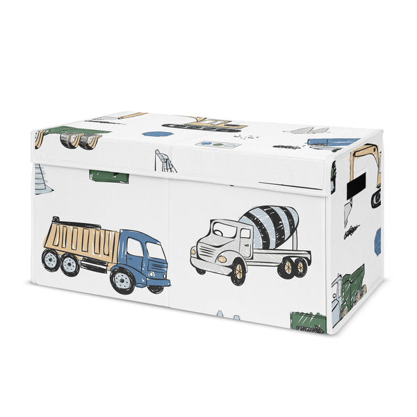 Construction Truck Green and Blue Collection Fabric Toy Bin Storage