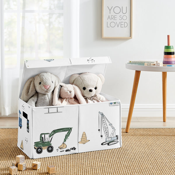 Construction Truck Green and Blue Collection Fabric Toy Bin Storage alternate view