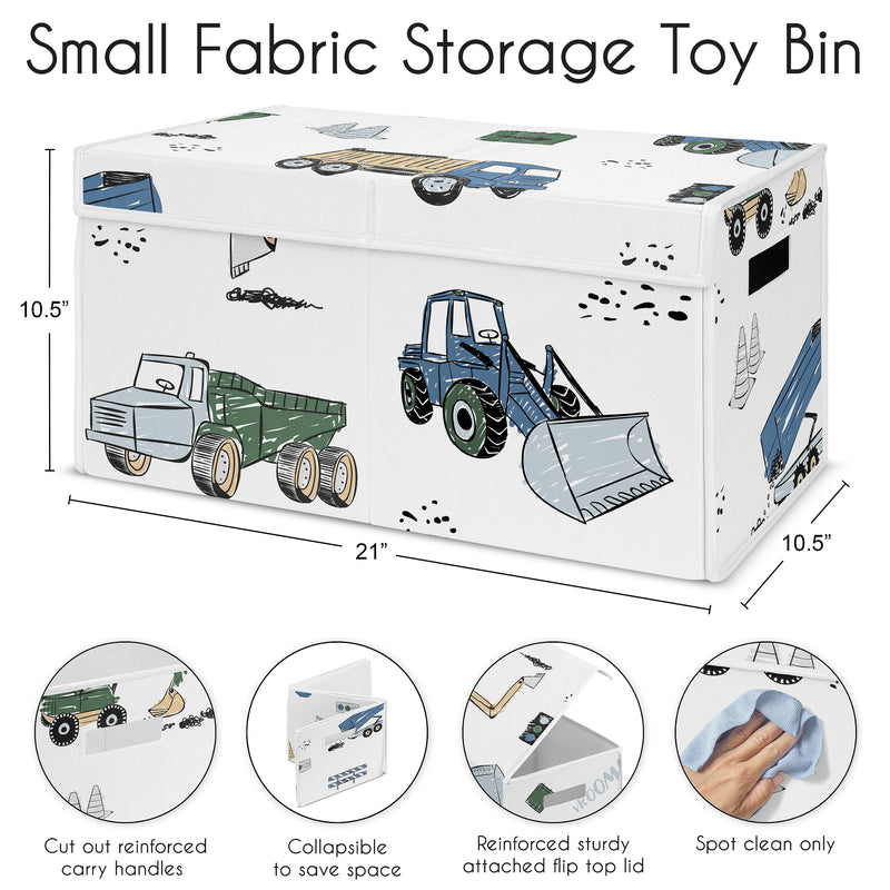 Construction Truck Green and Blue Collection Fabric Toy Bin Storage