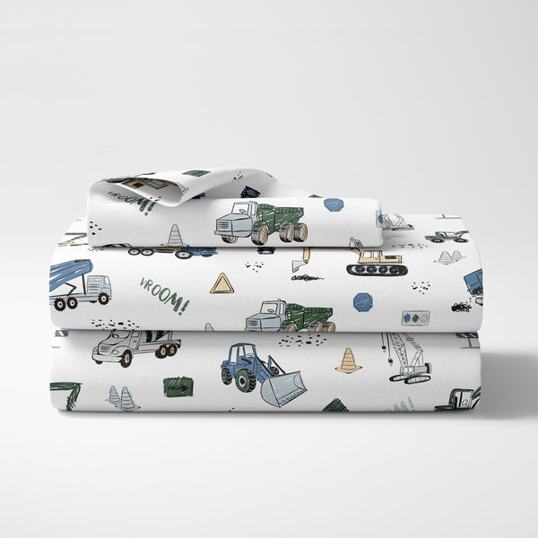 Construction Truck Green and Blue Collection Twin Sheet Set alternate view