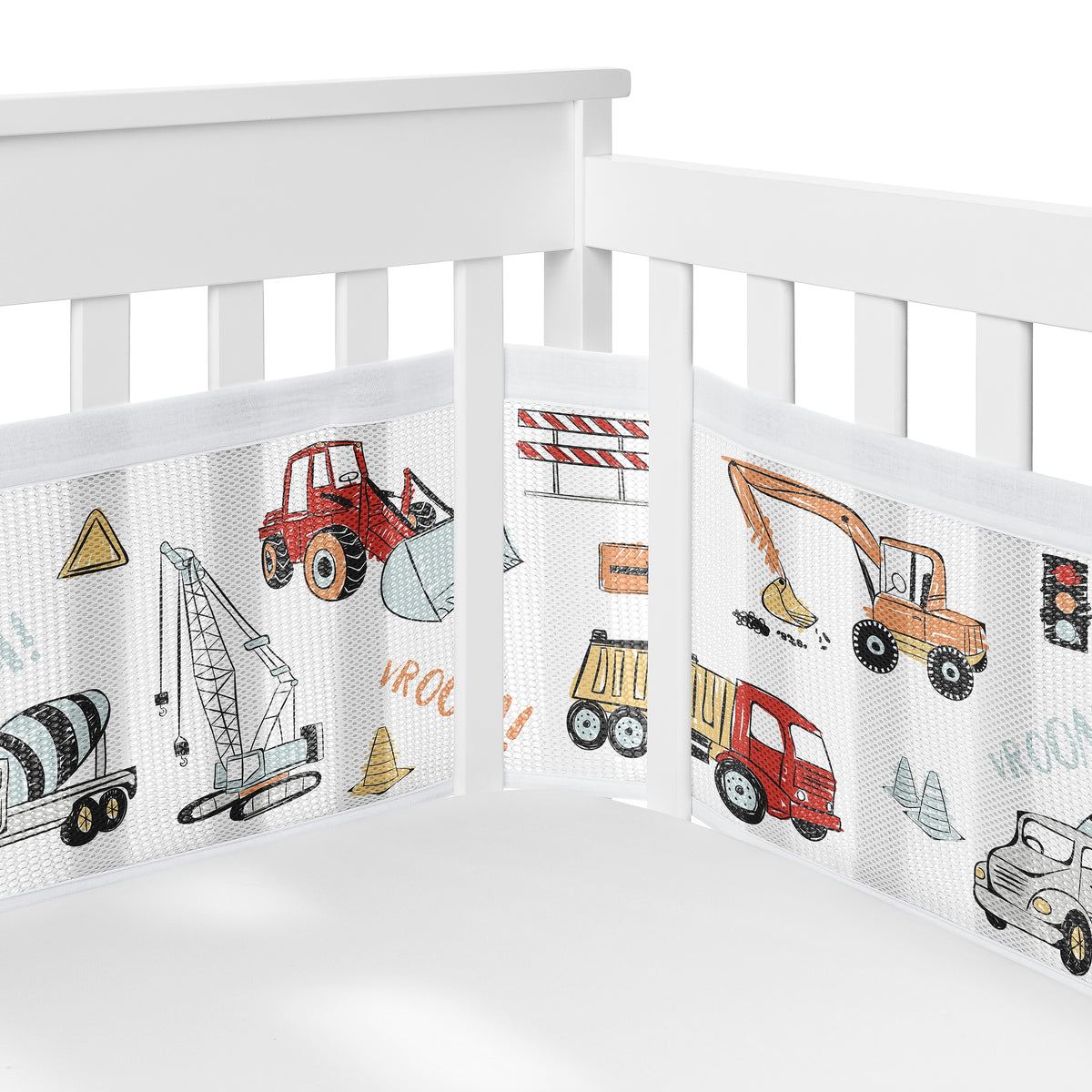 Construction Truck Red and Blue Collection Sweet Jojo Designs 6 Piece Crib Bedding + BreathableBaby Breathable Mesh Liner