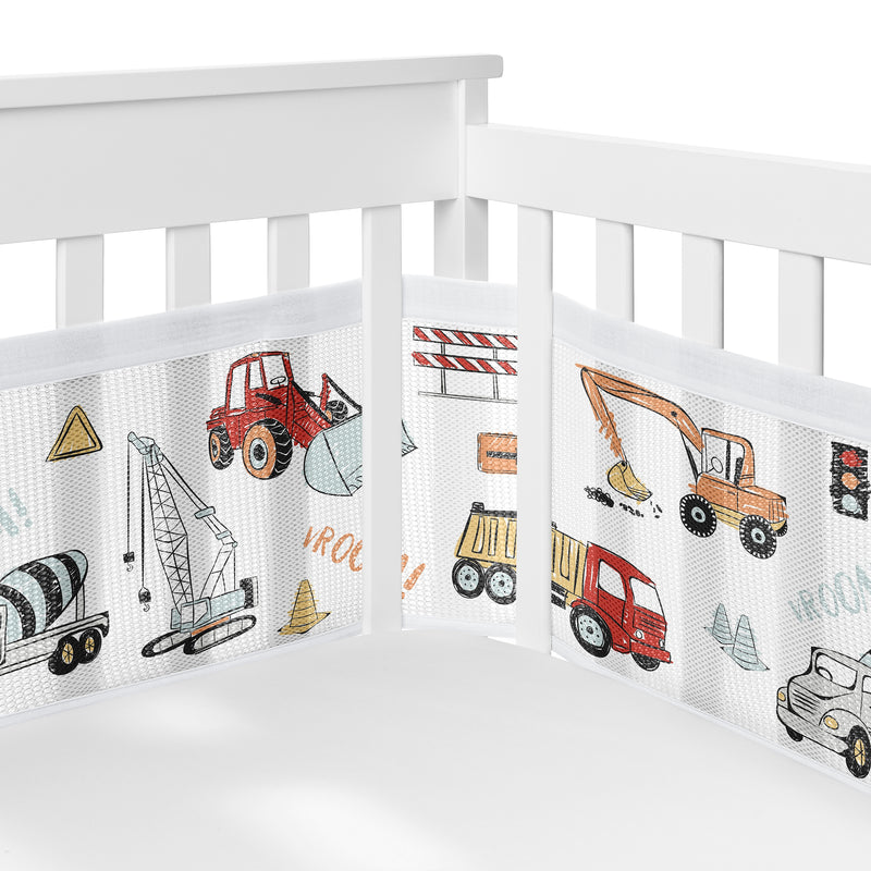 Construction Truck Red and Blue Collection Sweet Jojo Designs 6 Piece Crib Bedding + BreathableBaby Breathable Mesh Liner