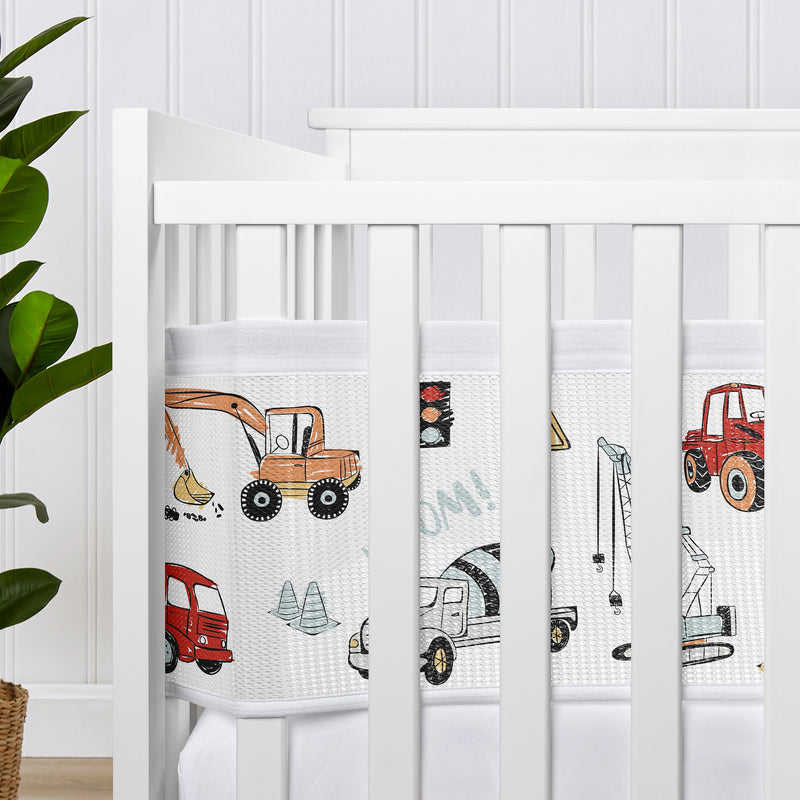 Construction Truck Red and Blue Collection Sweet Jojo Designs + BreathableBaby Breathable Mesh Crib Liner