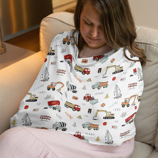 Construction Truck Collection Multi Use Baby Car Seat and Nursing Cover