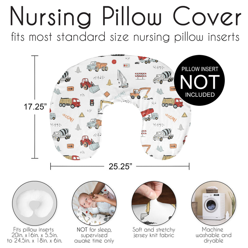 Construction Truck Collection Nursing Breastfeeding Pillow Cover