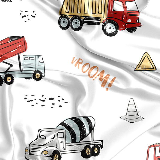 Construction Truck Collection Satin Fitted Crib Sheet