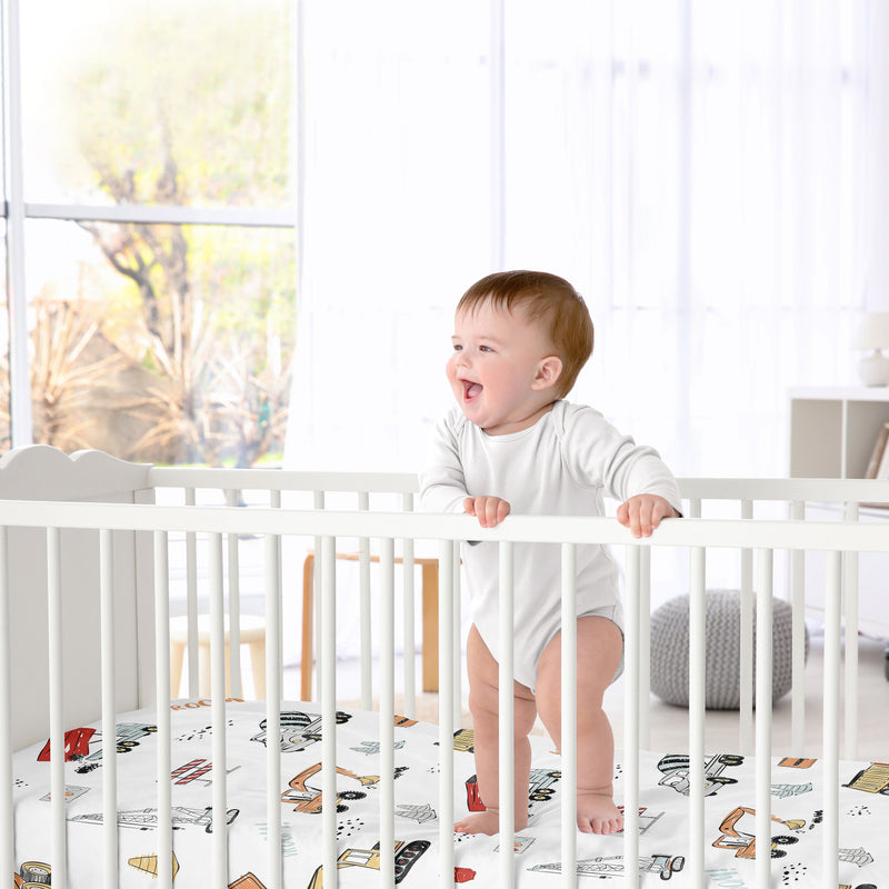 Construction Truck Collection Satin Fitted Crib Sheet