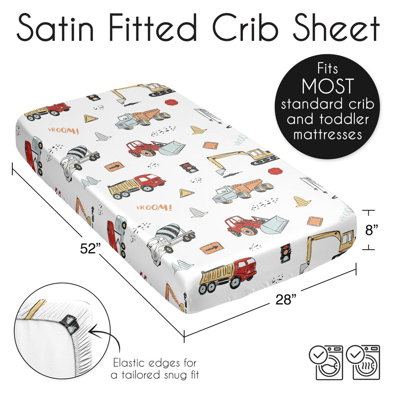 Construction Truck Collection Satin Fitted Crib Sheet