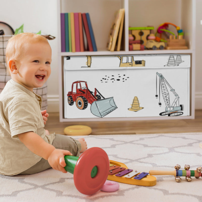 Construction Truck Collection Fabric Toy Bin Storage
