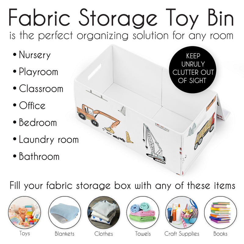 Construction Truck Collection Fabric Toy Bin Storage