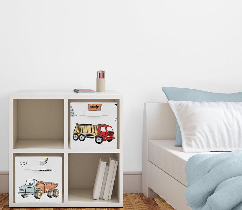 Construction Truck Collection Foldable Fabric Storage Bins