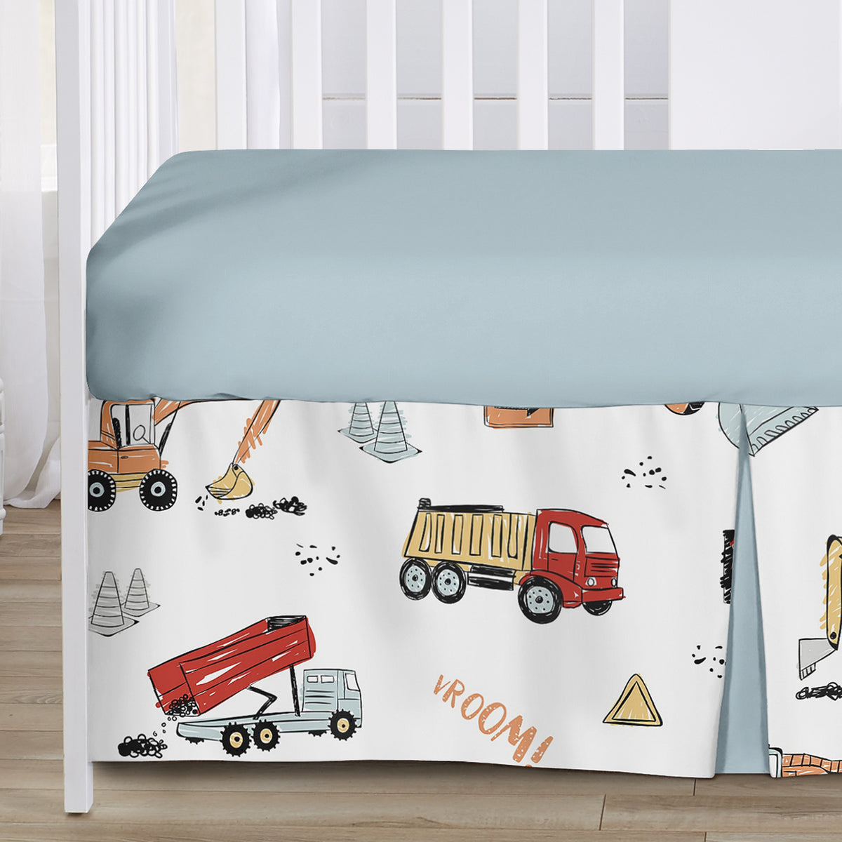 Construction Truck Red and Blue Collection Sweet Jojo Designs 6 Piece Crib Bedding + BreathableBaby Breathable Mesh Liner