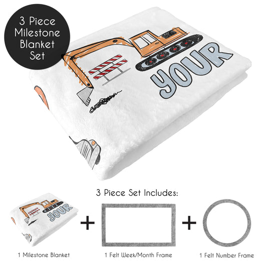 Construction Truck Collection Monthly Milestone Baby Blanket