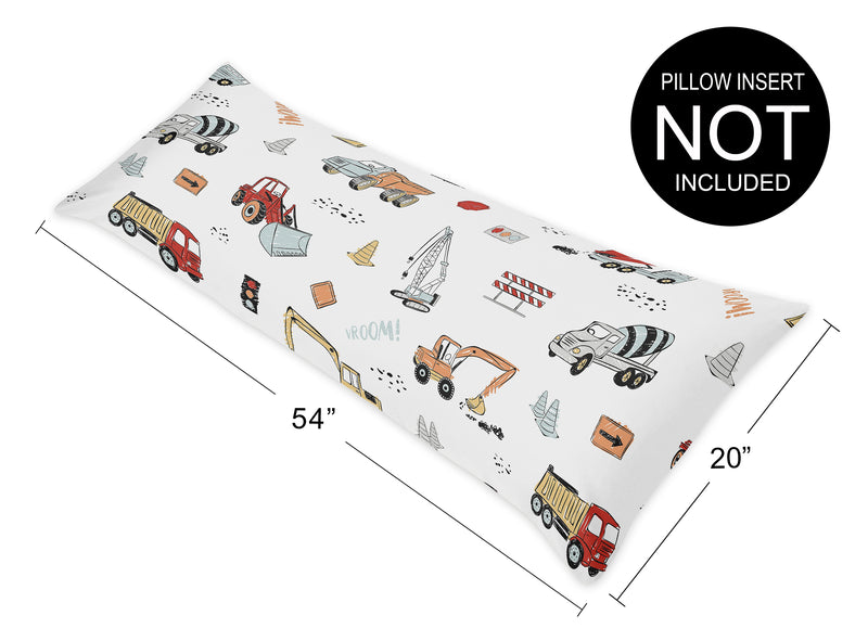 Construction Truck Collection Full Length Body Pillow Cover