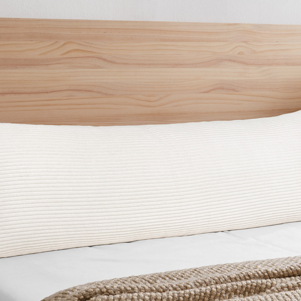 White Corduroy Collection Full Length Body Pillow Cover