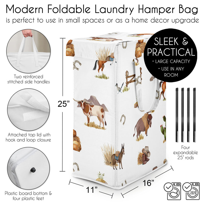 Country Western Collection Laundry Hamper with Handles