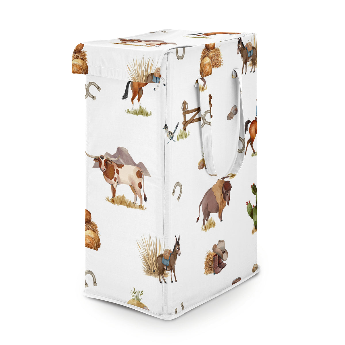 Country Western Collection Laundry Hamper with Handles