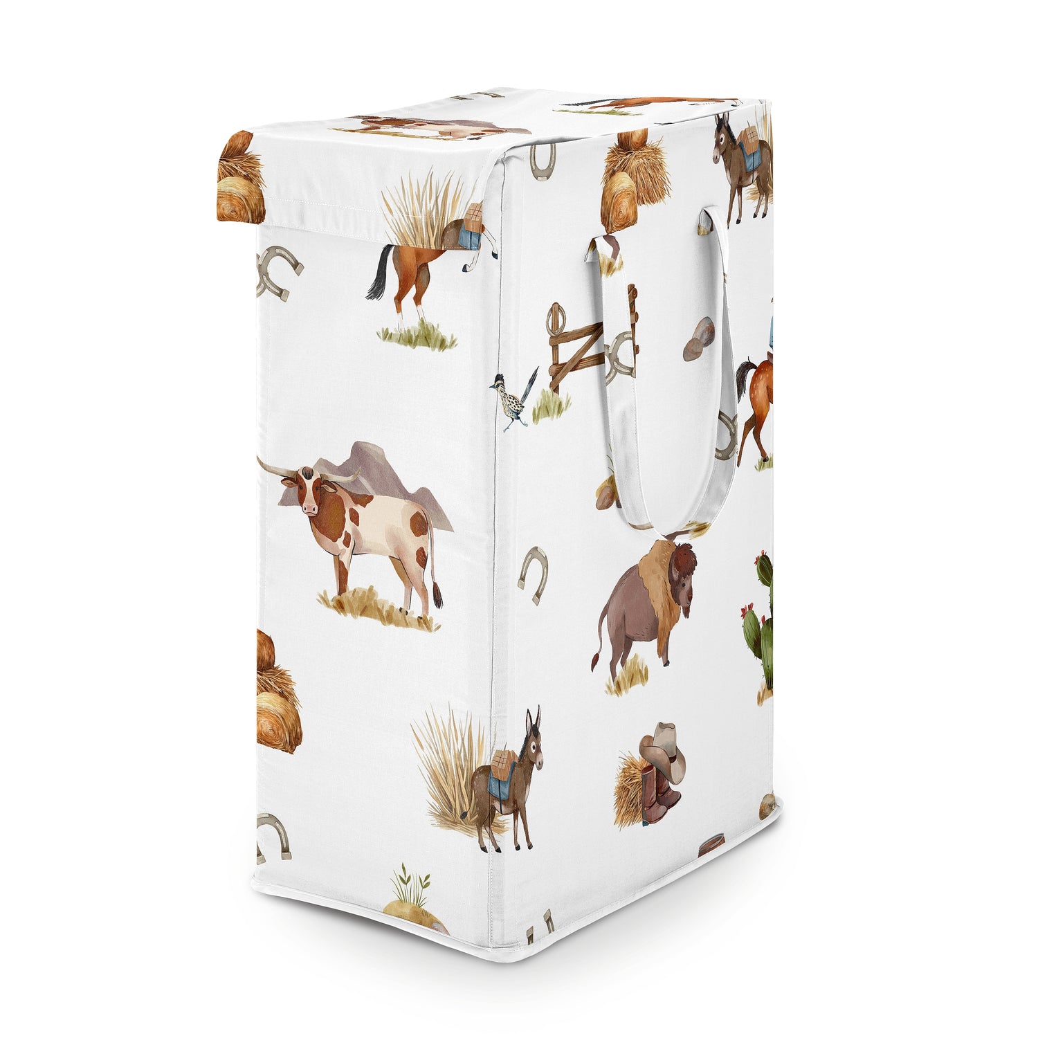 Country Western Collection Laundry Hamper with Handles