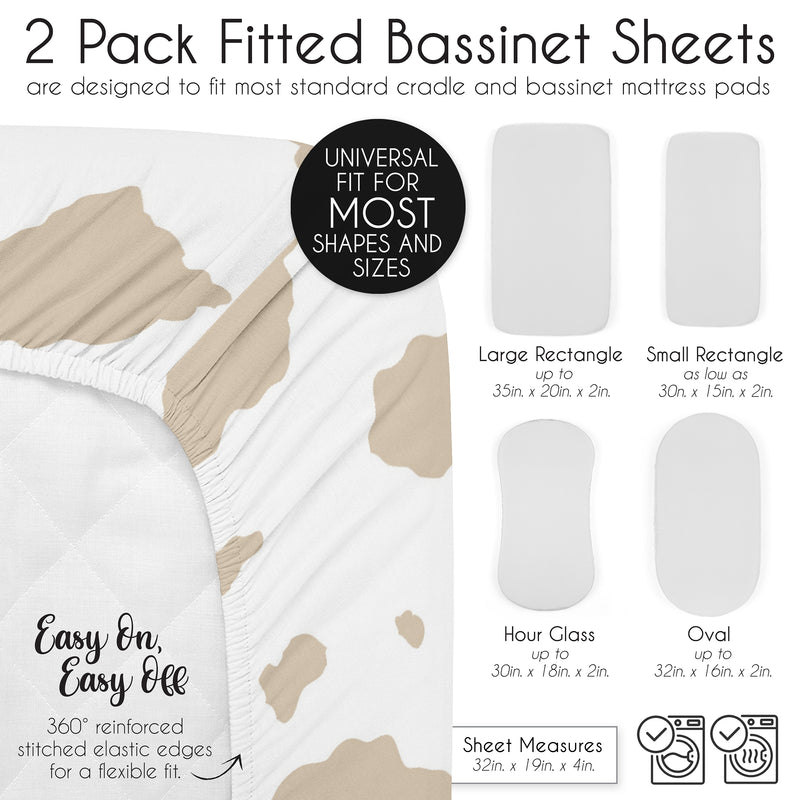 Country Western Collection 2 Pack Baby Bassinet Fitted Sheets